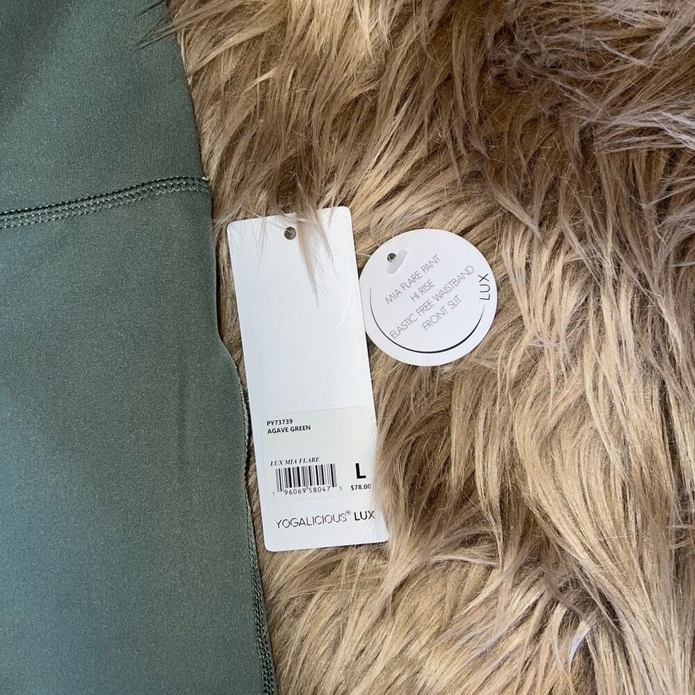 New Yogalicious Hi-Rise Lux Mia Split Flare Pant Agave Green size L - Picture 2 of 9